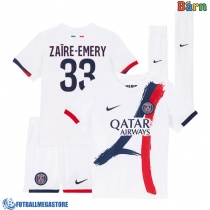 Fotballdrakt Barn Paris Saint-Germain Warren Zaire-Emery #33 Bortedraktsett 2025-26 Kortermet (+ Korte bukser)